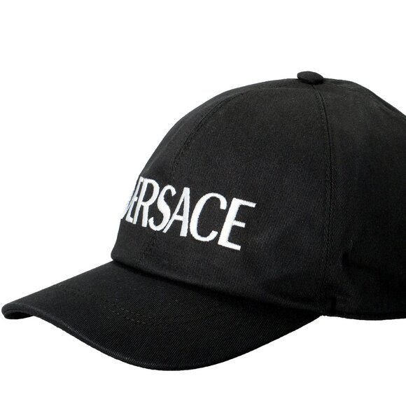 Versace White Logo Embroidery Black Baseball Cap Hat size 57 - Picture 1 of 6
